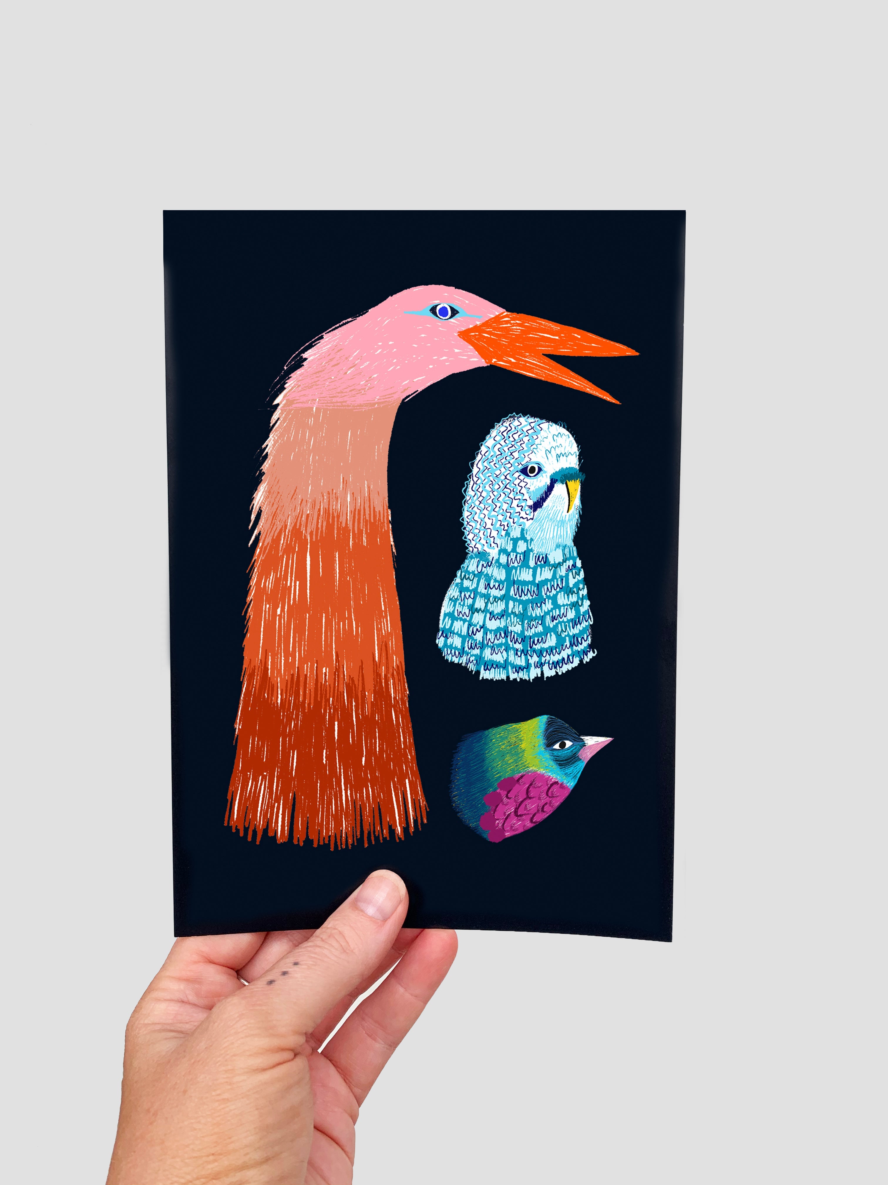 Bright Birds (large) A5 Postcard (4630178234464)