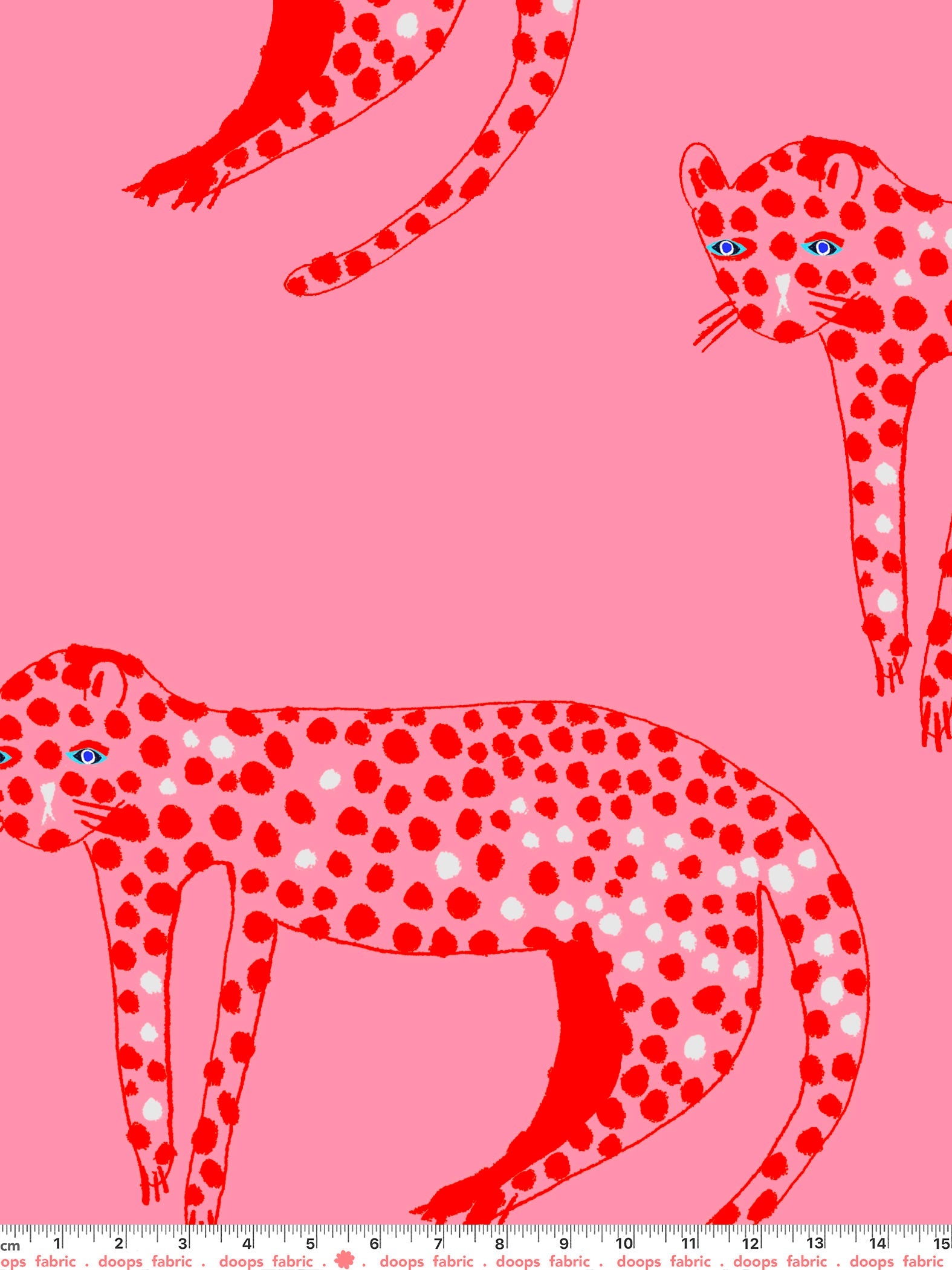 Pink Leopard cotton linen (CUT PIECE 1.2CM $15)