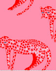 Pink Leopard cotton linen (CUT PIECE 1.2CM $15)
