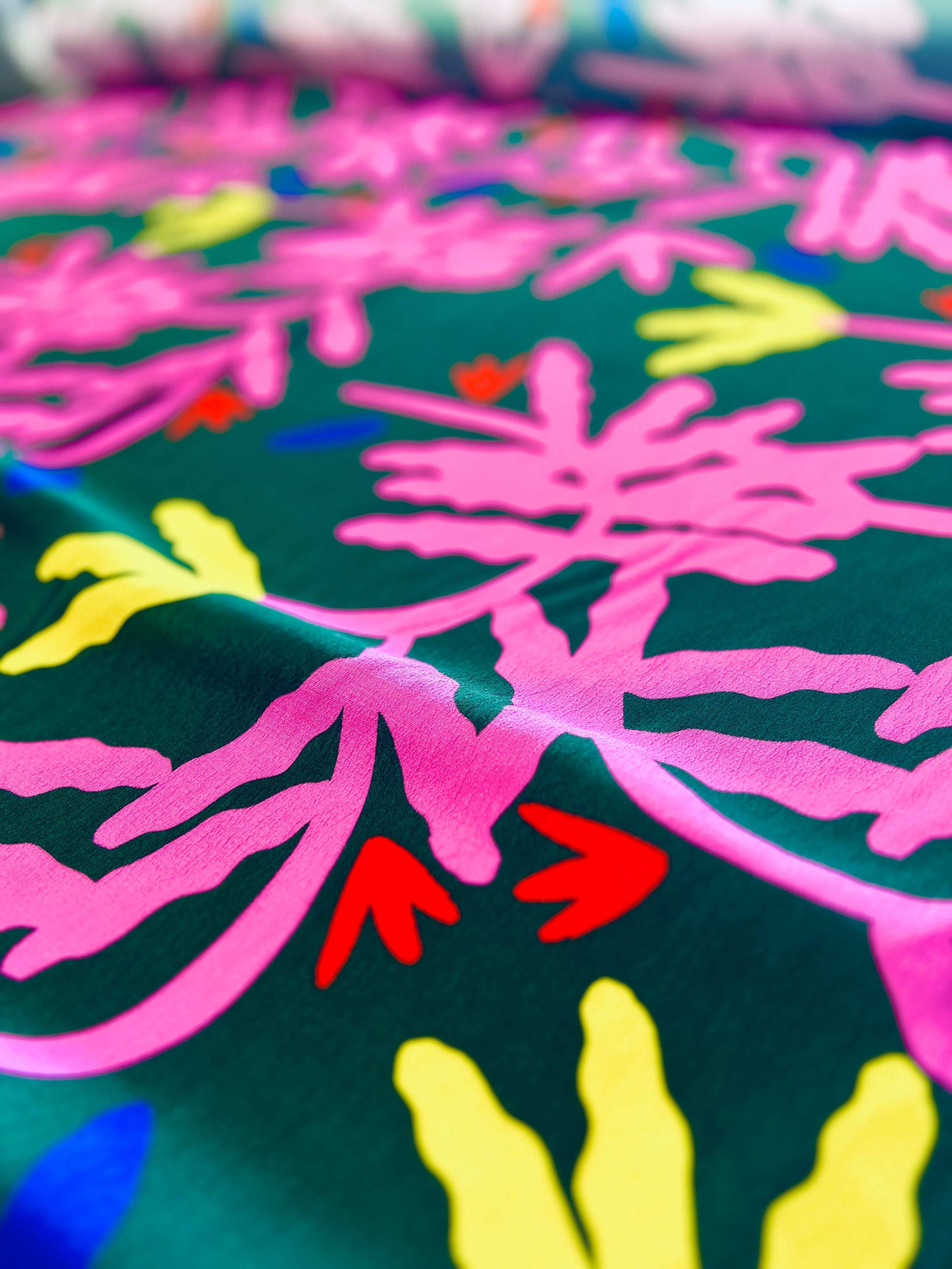 Pink Bloom Fern viscose crepe (CUT PIECE 2.2M $30)