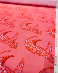 Pink Leopard cotton linen (CUT PIECE 1.2CM $15)