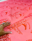 Pink Leopard cotton linen (CUT PIECE 1.2CM $15)