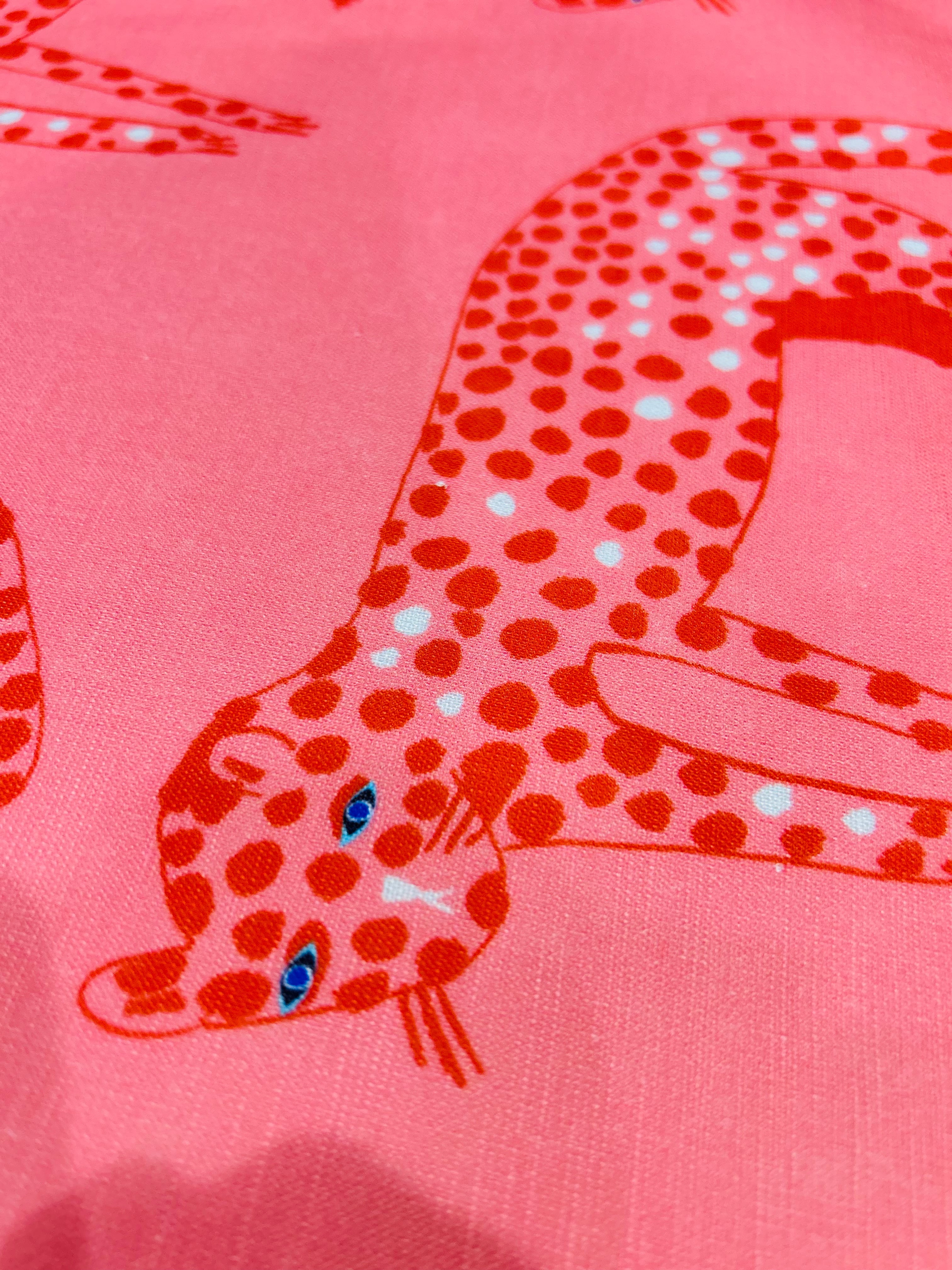 Pink Leopard cotton linen (CUT PIECE 1.2CM $15)