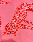 Pink Leopard cotton linen (CUT PIECE 1.2CM $15)