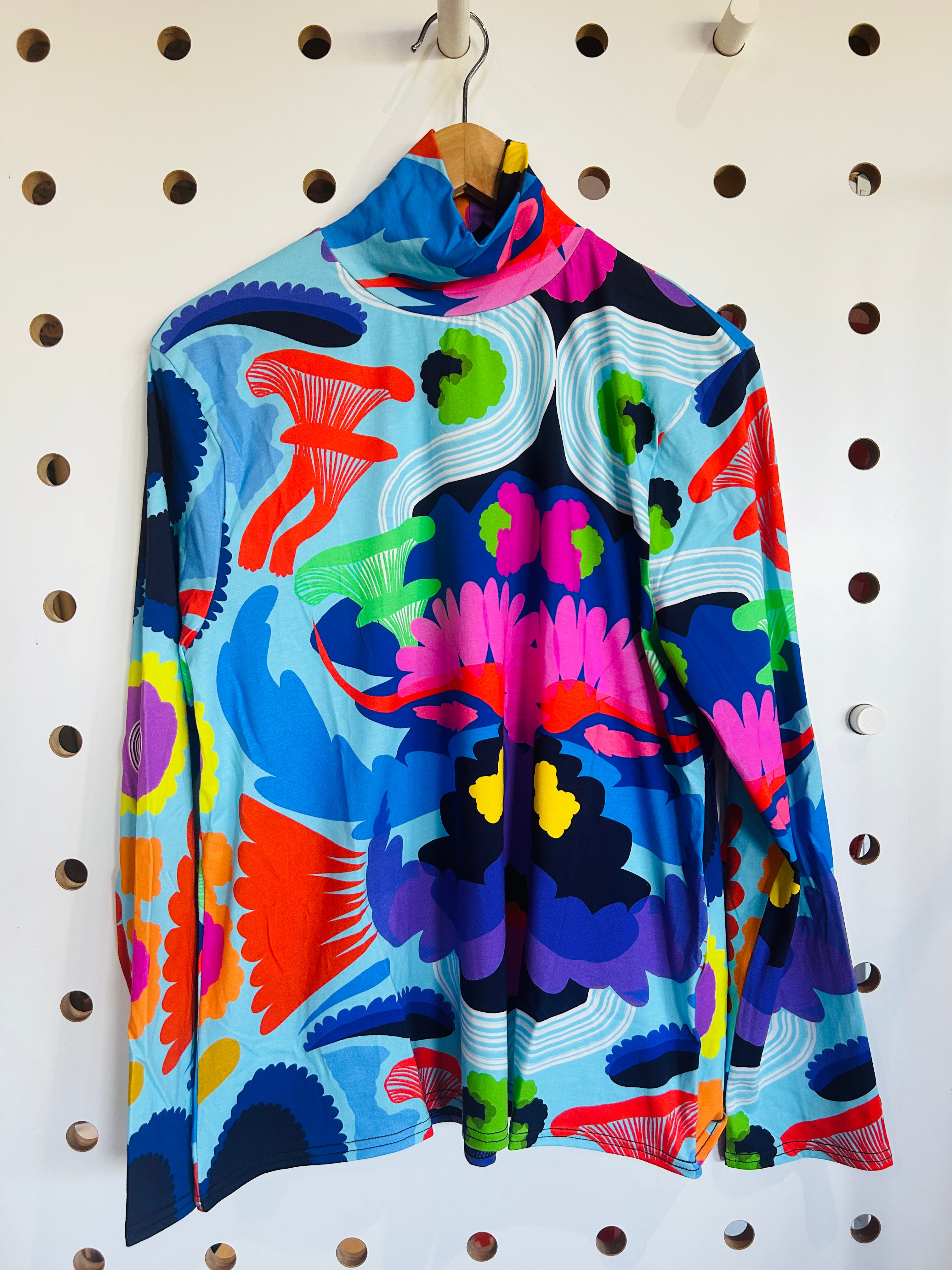 SECONDS Royal Euphoria Indigo Turtleneck Top (print not centered)