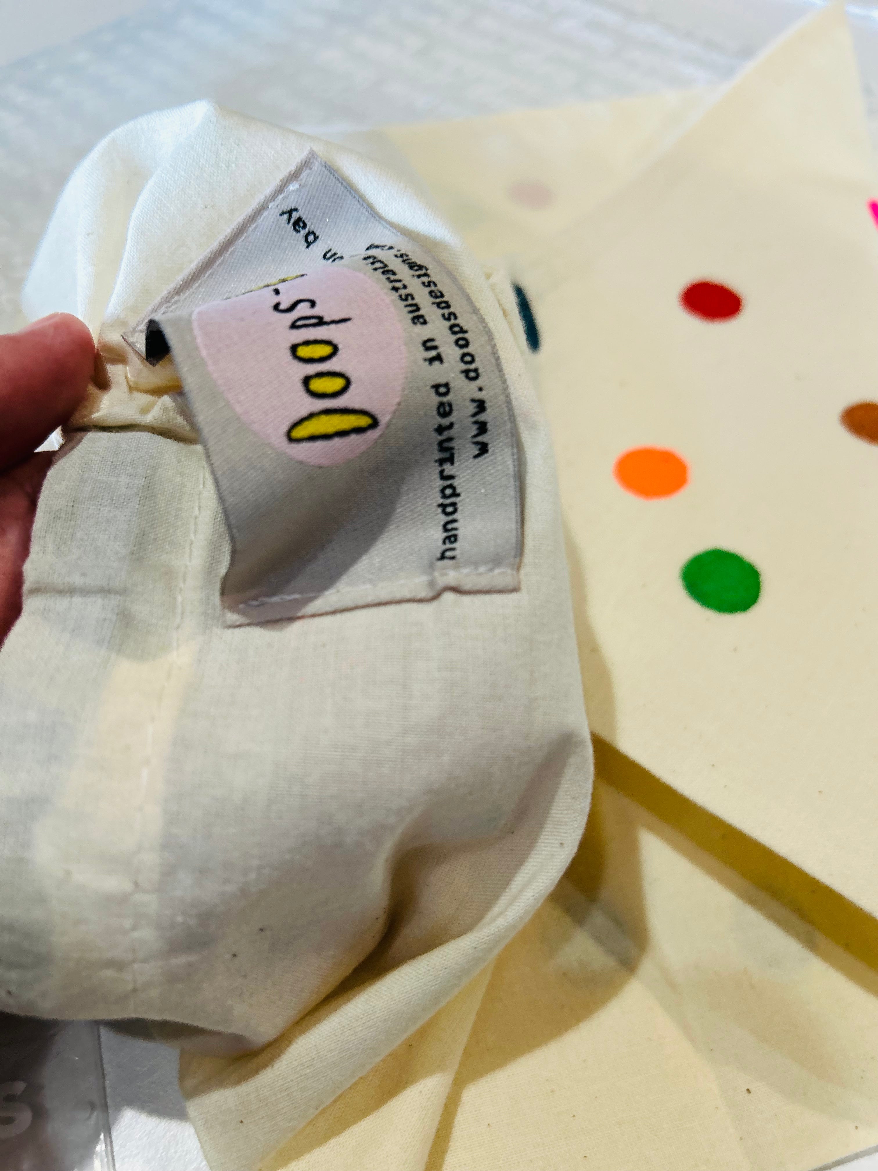 Confetti drawstring bag (screen printed) original doops piece