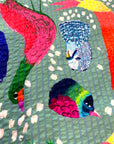 Birds (Teal) Cotton Seersucker (CUT PIECE 2M $30)