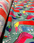 Birds (Teal) Cotton Seersucker (CUT PIECE 2M $30)