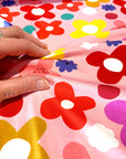 Daisy Pop (peach) Cotton Jersey (CUT PIECE 1.2M $10)