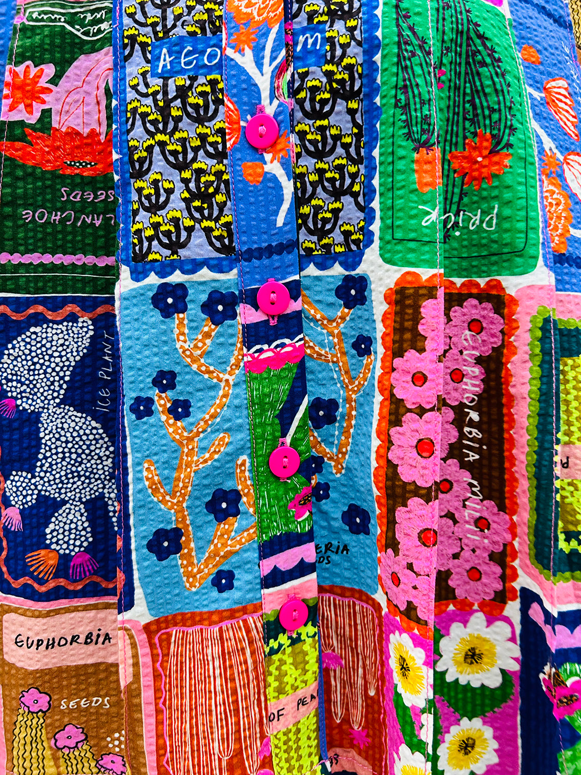 Succulent Love pleated seersucker top