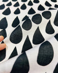 Drops (black) organic cotton linen (CUT PIECE 1.2M $15)