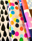 Drops (black) organic cotton linen (CUT PIECE 1.2M $15)