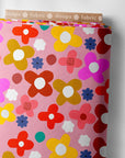Daisy Pop (peach) Cotton Jersey (CUT PIECE 1.2M $10)