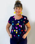 Confetti (navy) jersey (CUT PIECE 60CM $5)