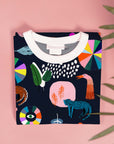 Spells (black) Cotton Jersey (CUT PIECE 2M $30)