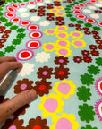 Flower Power (light) cotton linen (CUT PIECE 80CM $8)