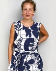Cat Nap/navy cotton linen (CUT PIECE 1.2M $15)