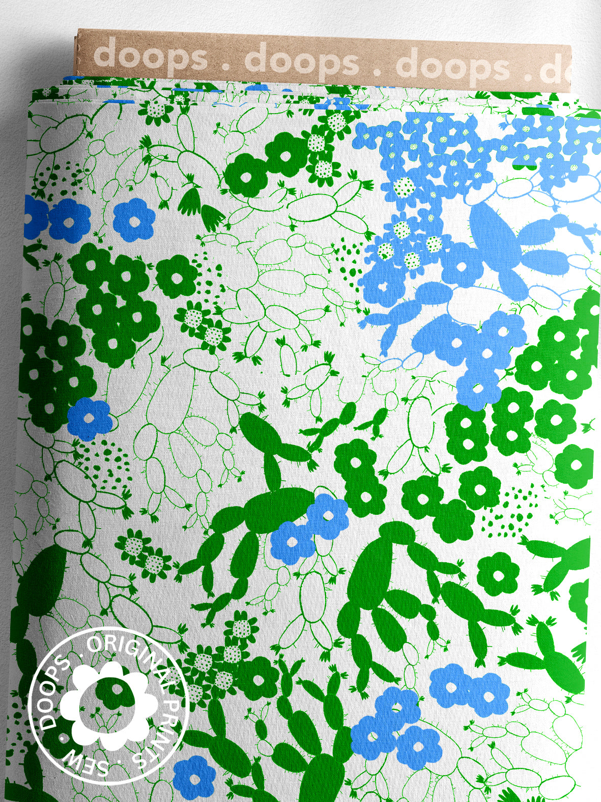 succulent fabric print Green/Blue Succulent