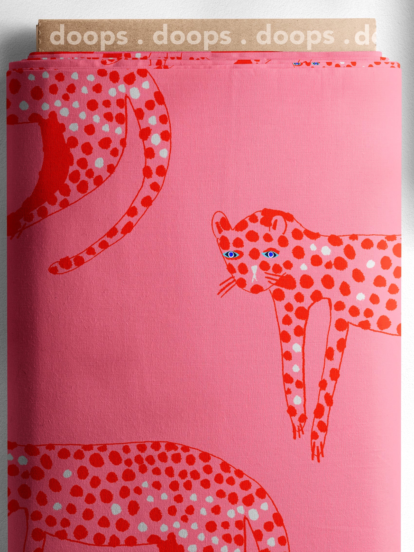 Pink Leopard cotton linen (CUT PIECE 1.2CM $15)