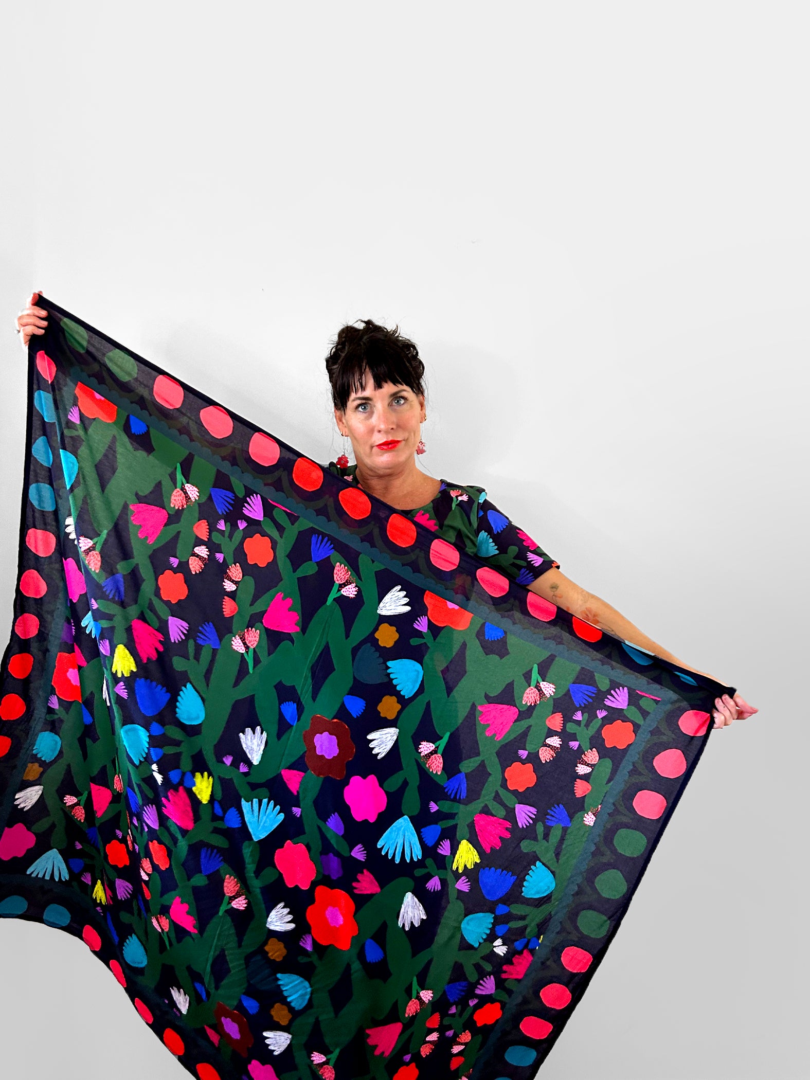 Mor Mor's Garden 95% cotton 5% Silk Scarf/Sarong