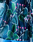 Coral Cactus navy pleated cotton top