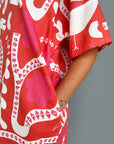 Red Kooki linen dress with tie (5815474782361)