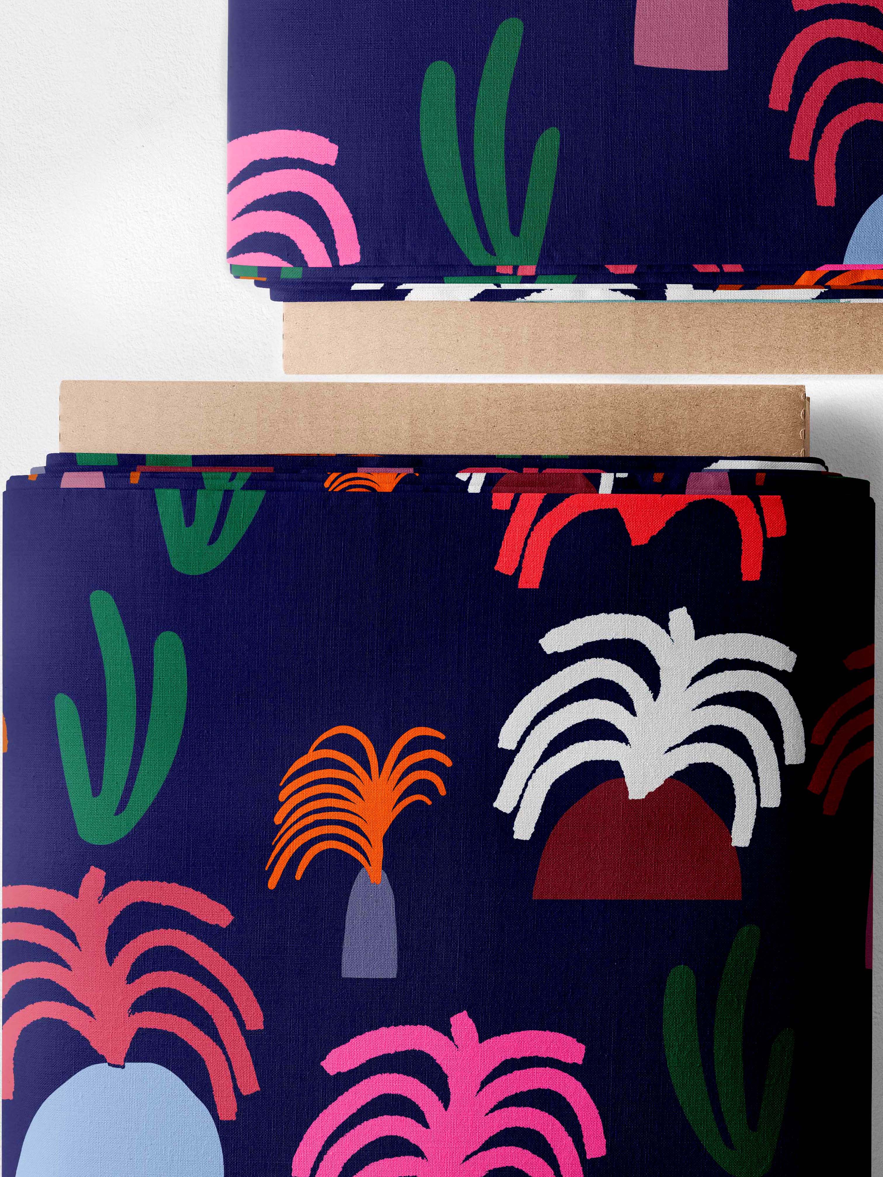 Palm Valley(navy) linen cotton
