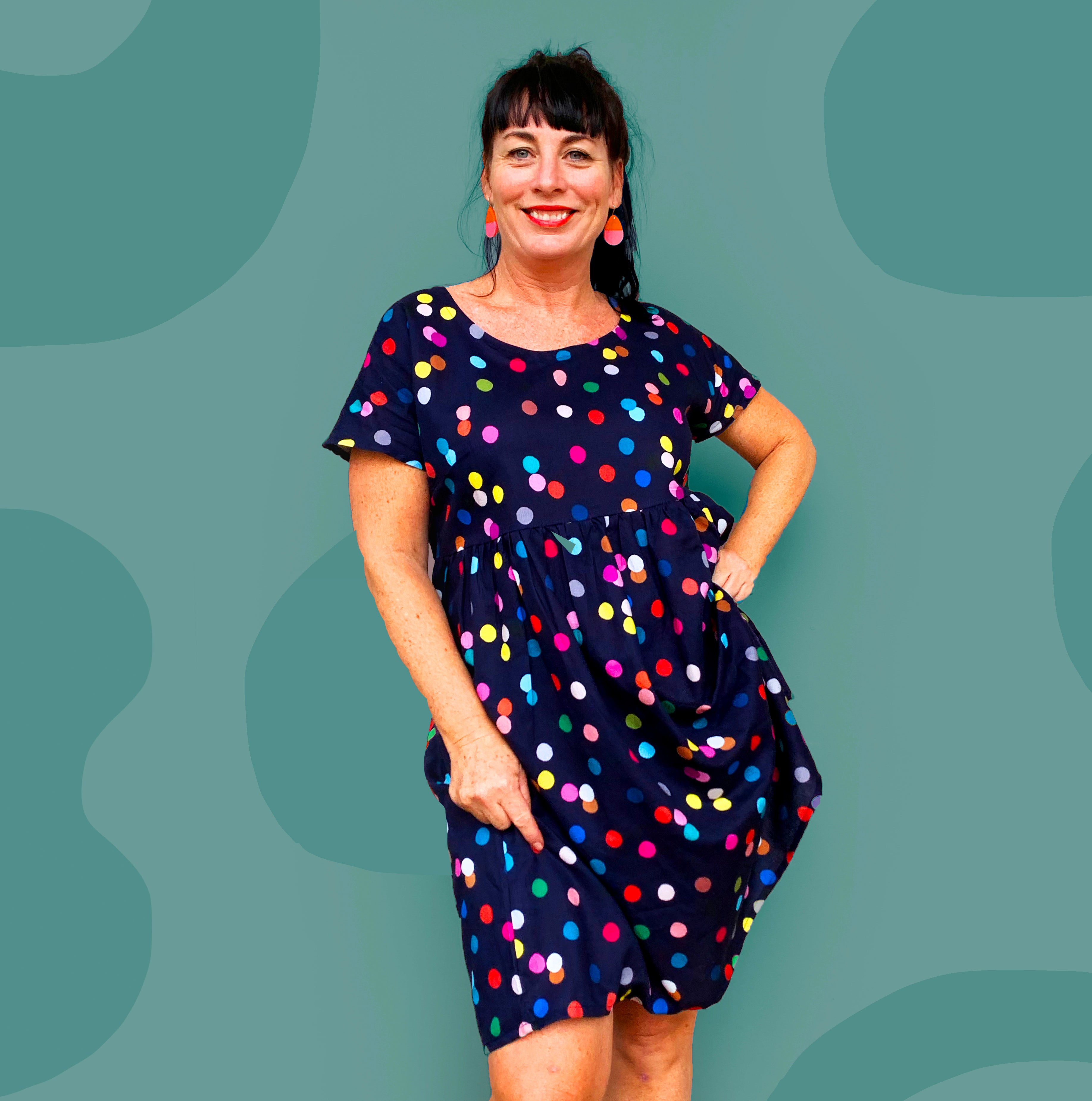 Confetti (navy) organic cotton linen