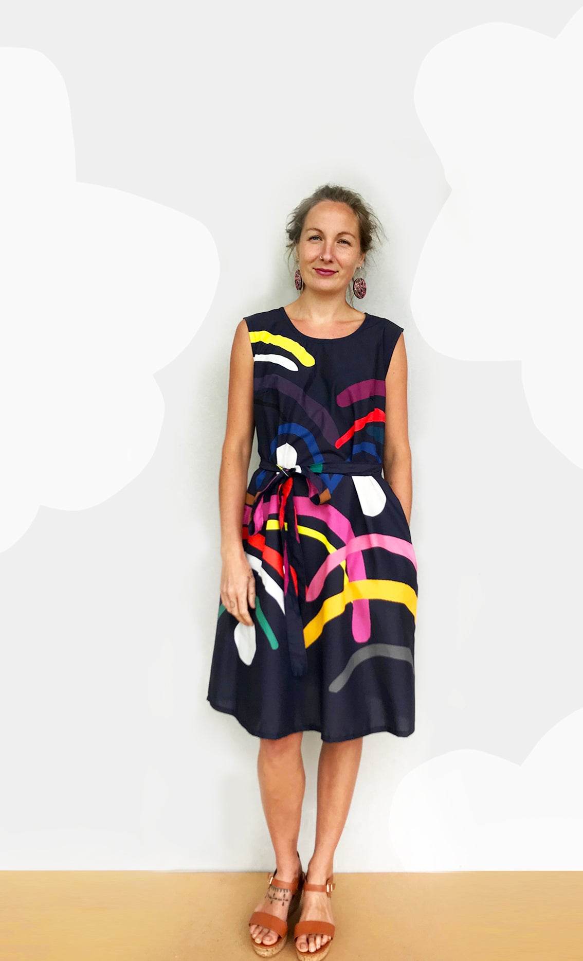 Doops Loops OPTION Linen OR COTTON dress with tie (1500860776544)