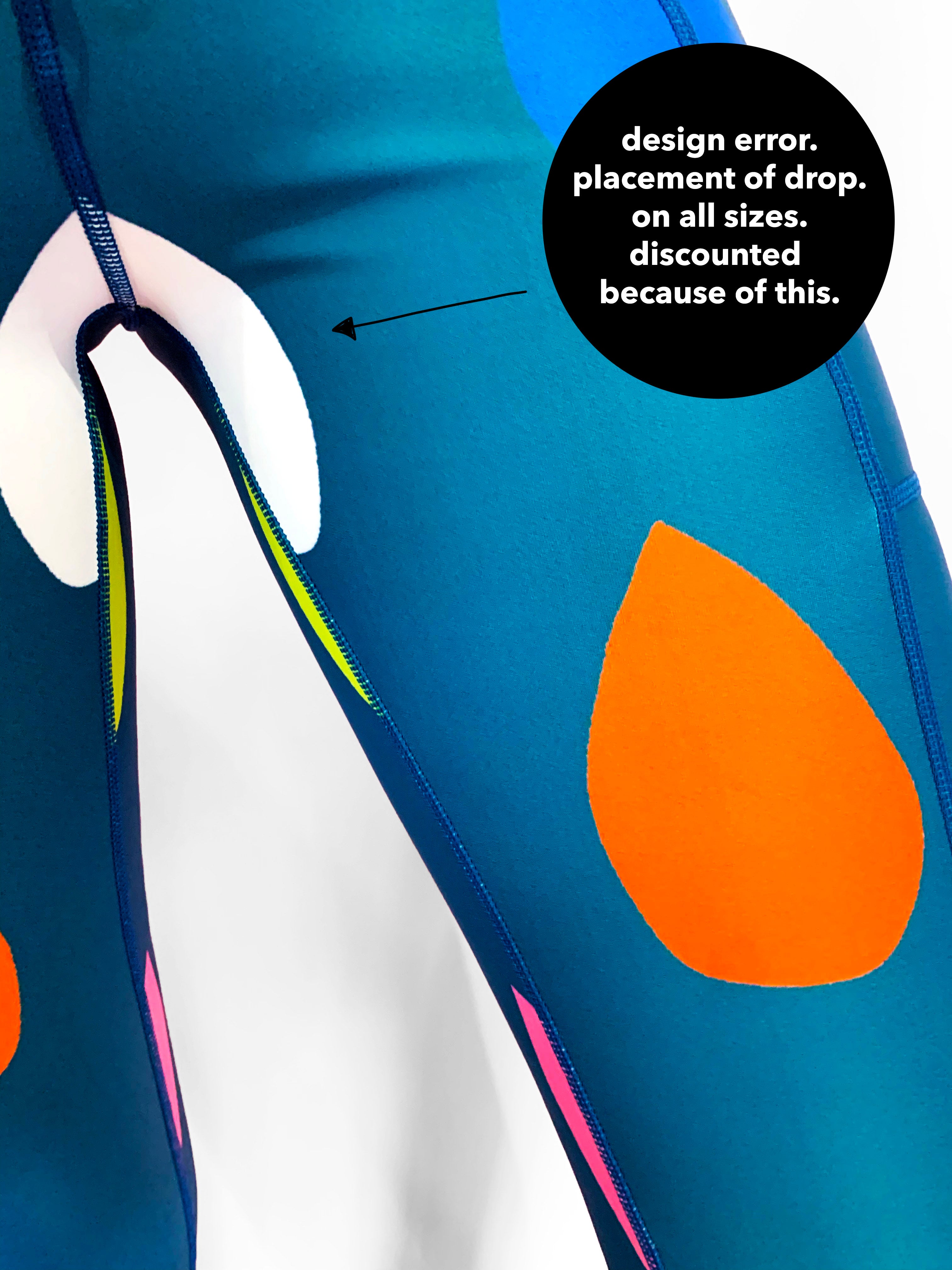 LAST ONES Colour Drop Leggings (Discounted as for white drop placement lands on crotch on all sizes. THEY STILL LOOK & FEEL GREAT!)