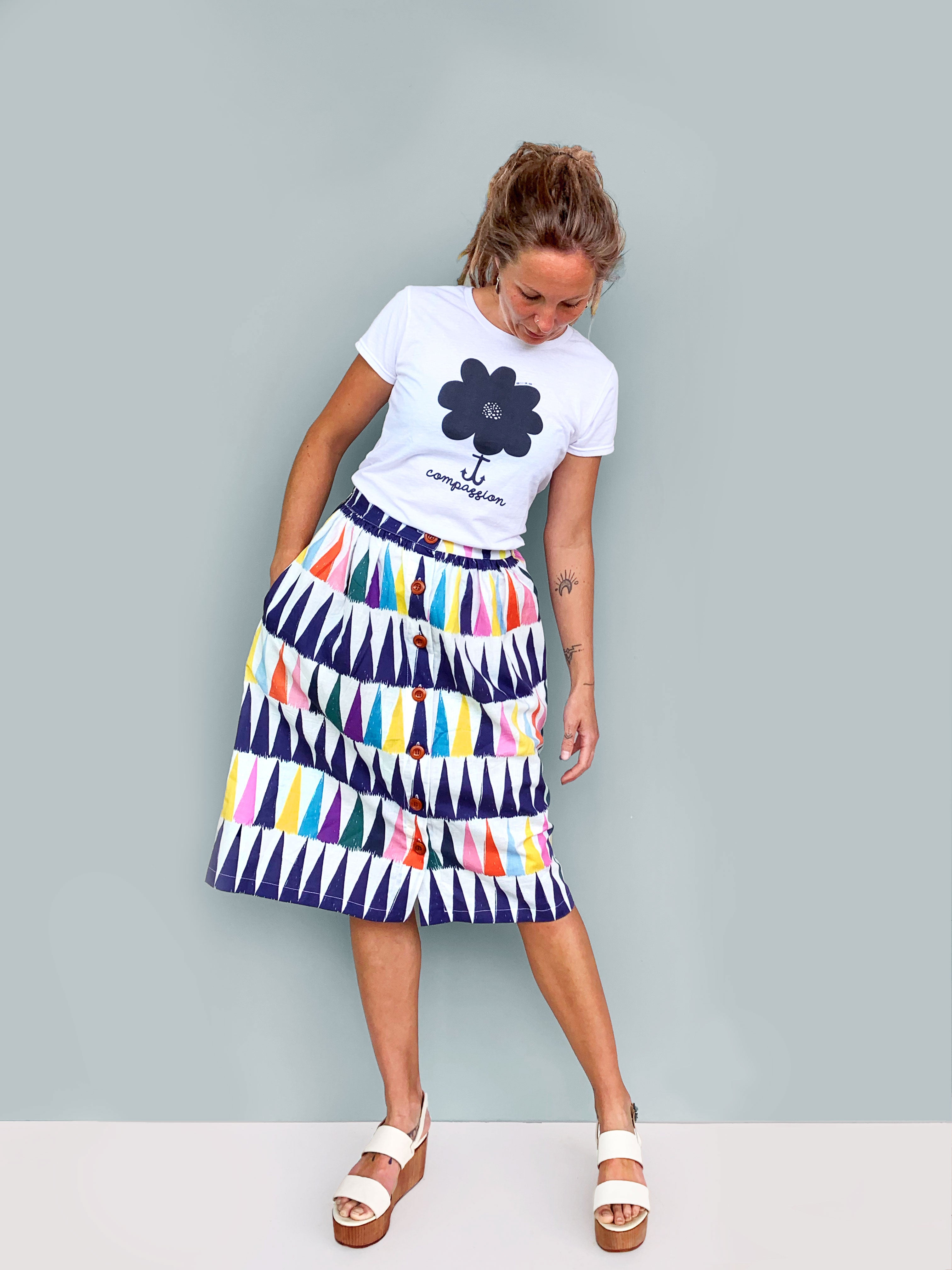 Kooki 100% linen cotton skirt (5814665609369)