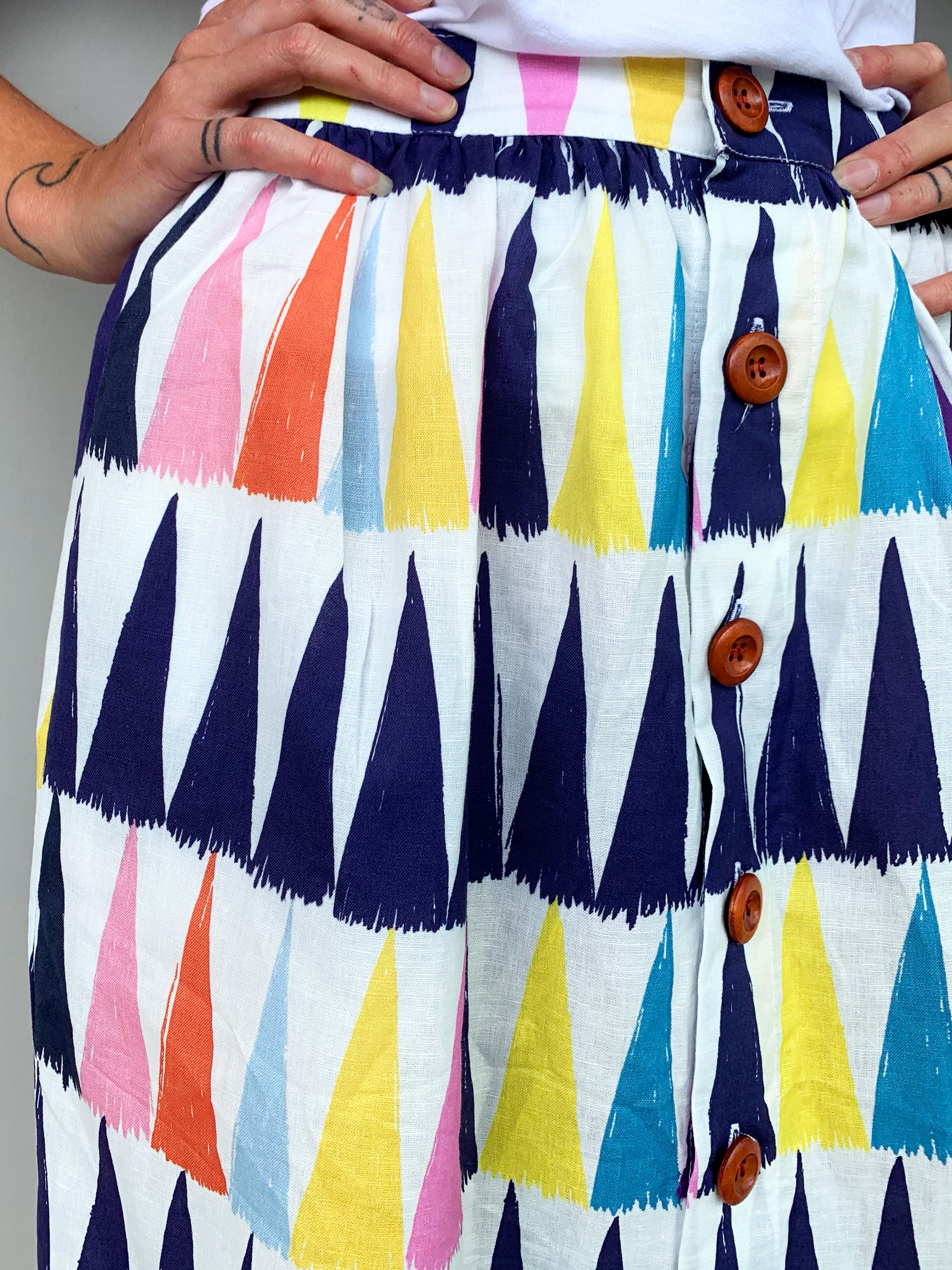 Kooki 100% linen cotton skirt (5814665609369)