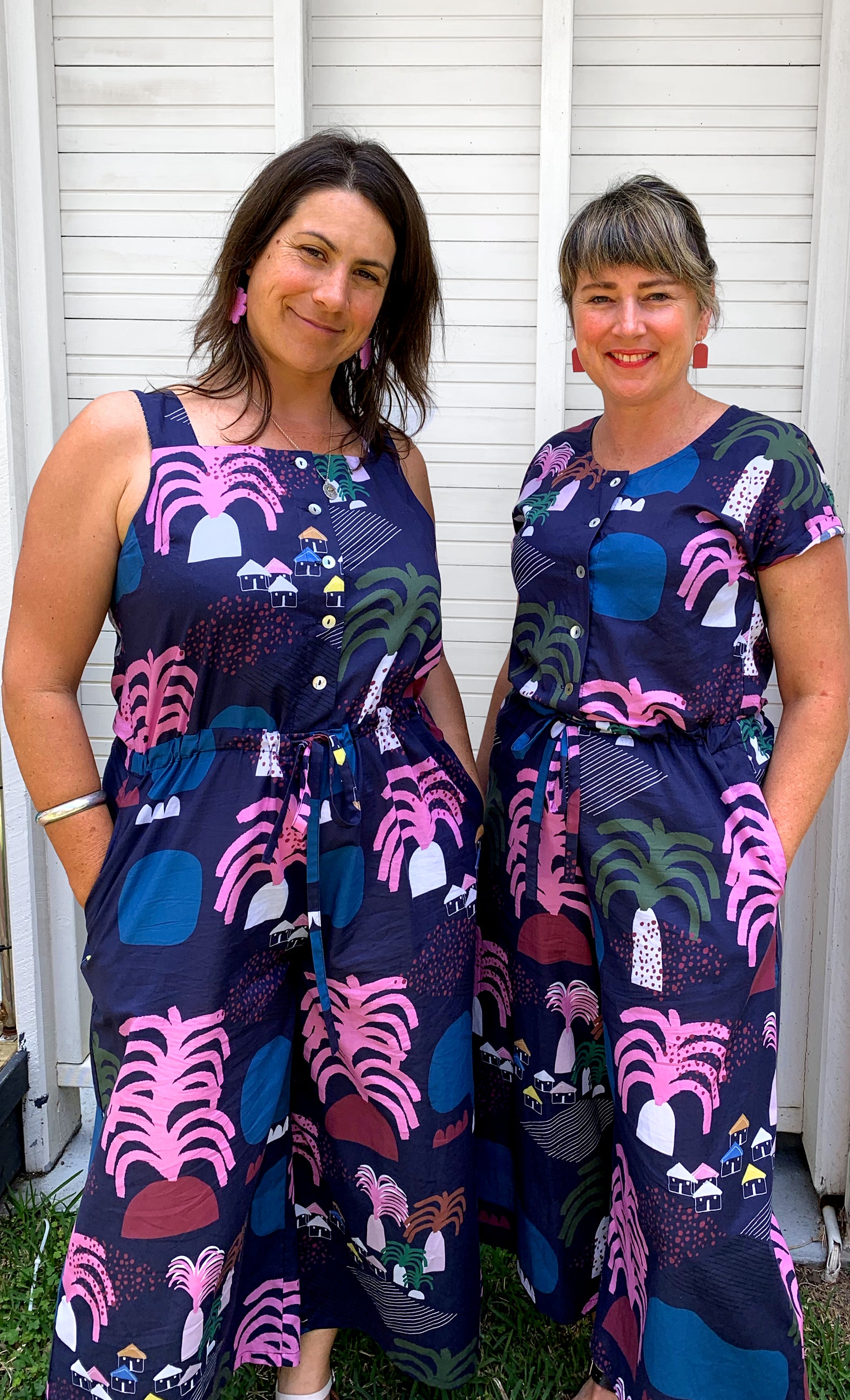 Palm Valley 100% cotton jumpsuit (Navy) (4107317444704)