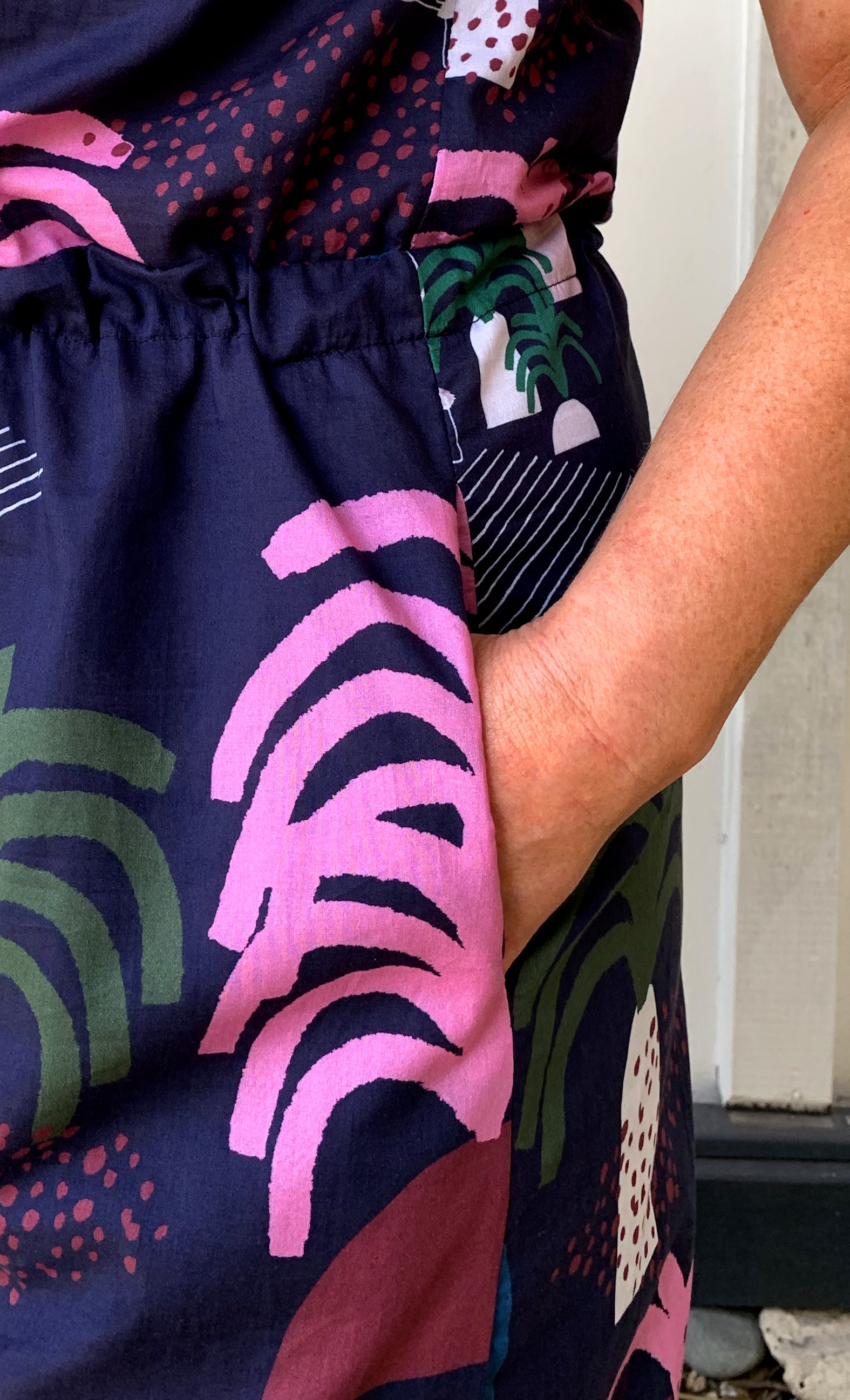 Palm Valley 100% cotton jumpsuit (Navy) (4107317444704)