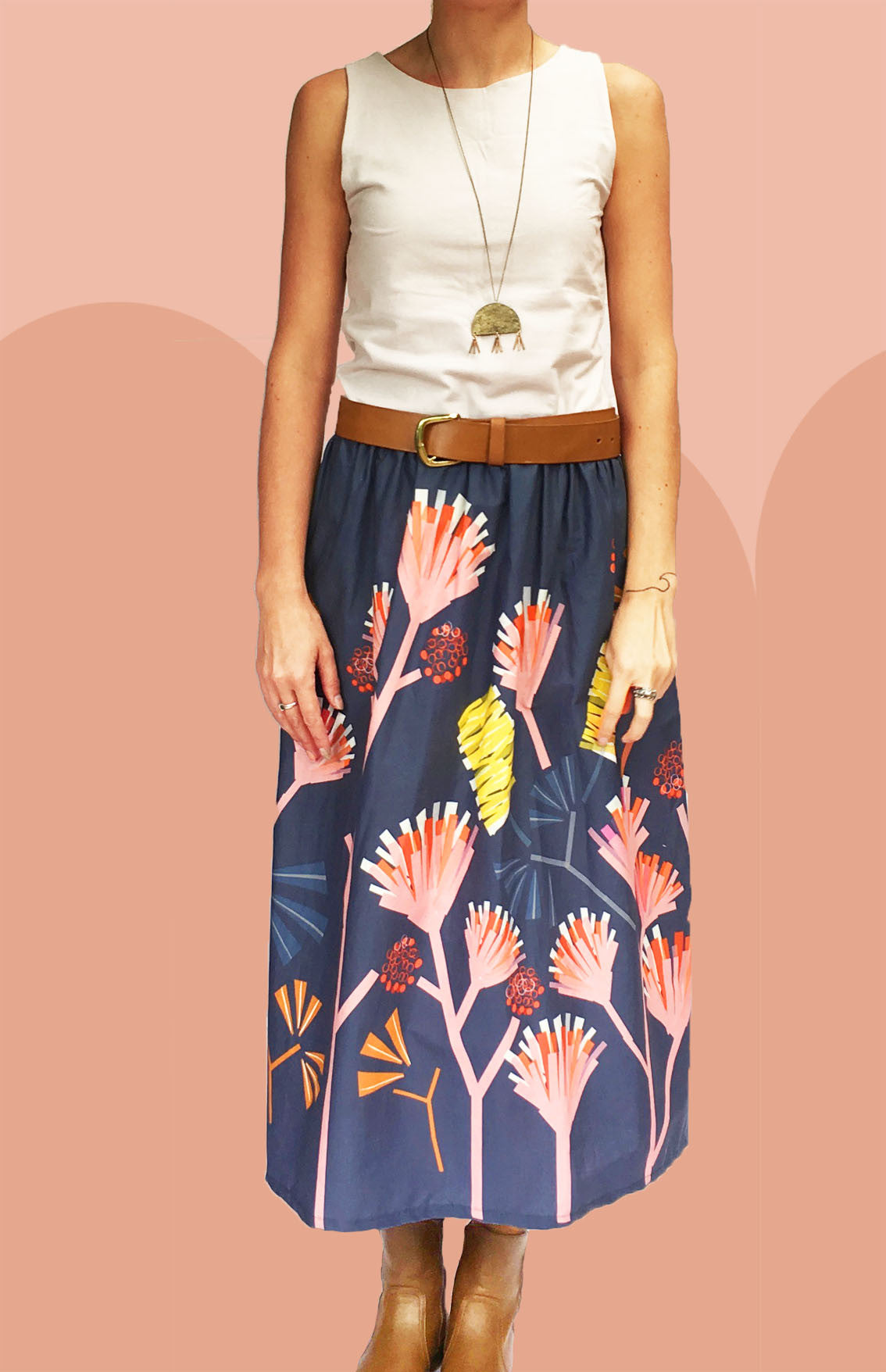 Mauve Protea SILK skirt (SECONDS) (9430178120)