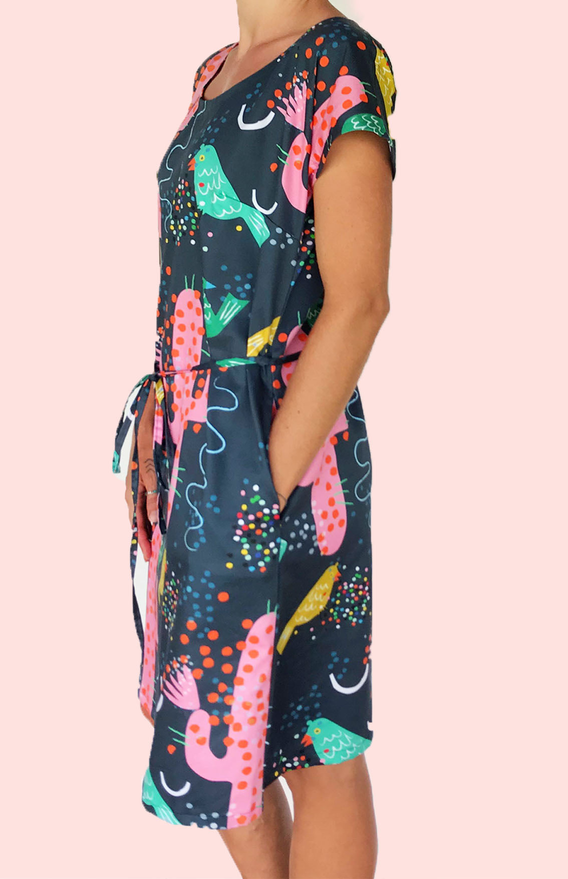 Prickly Feathers 100% organic cotton dress (550882443294)