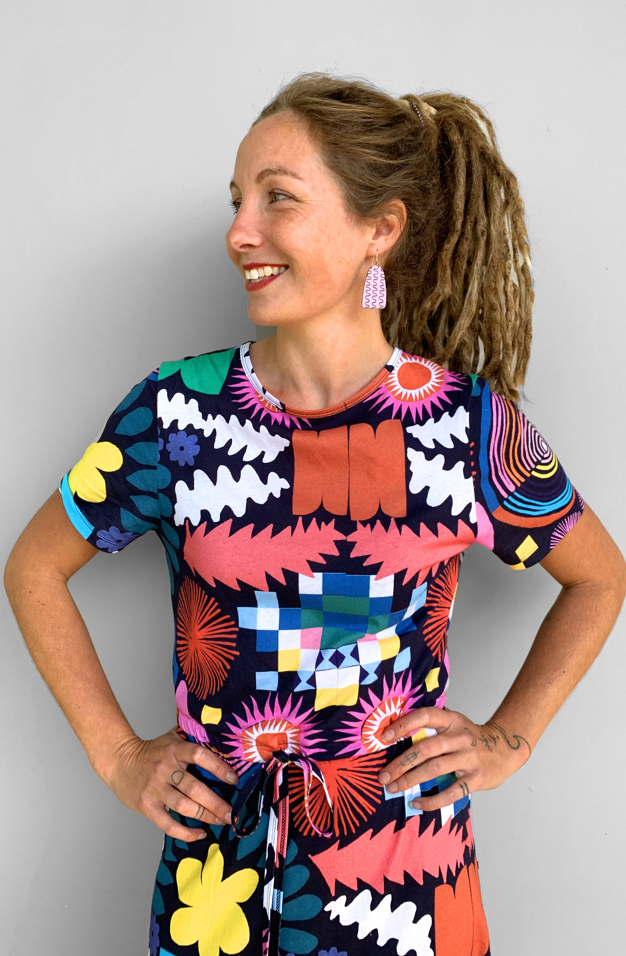 Pot Plant Bomb 100% organic jersey draw string dress (6861072531609)