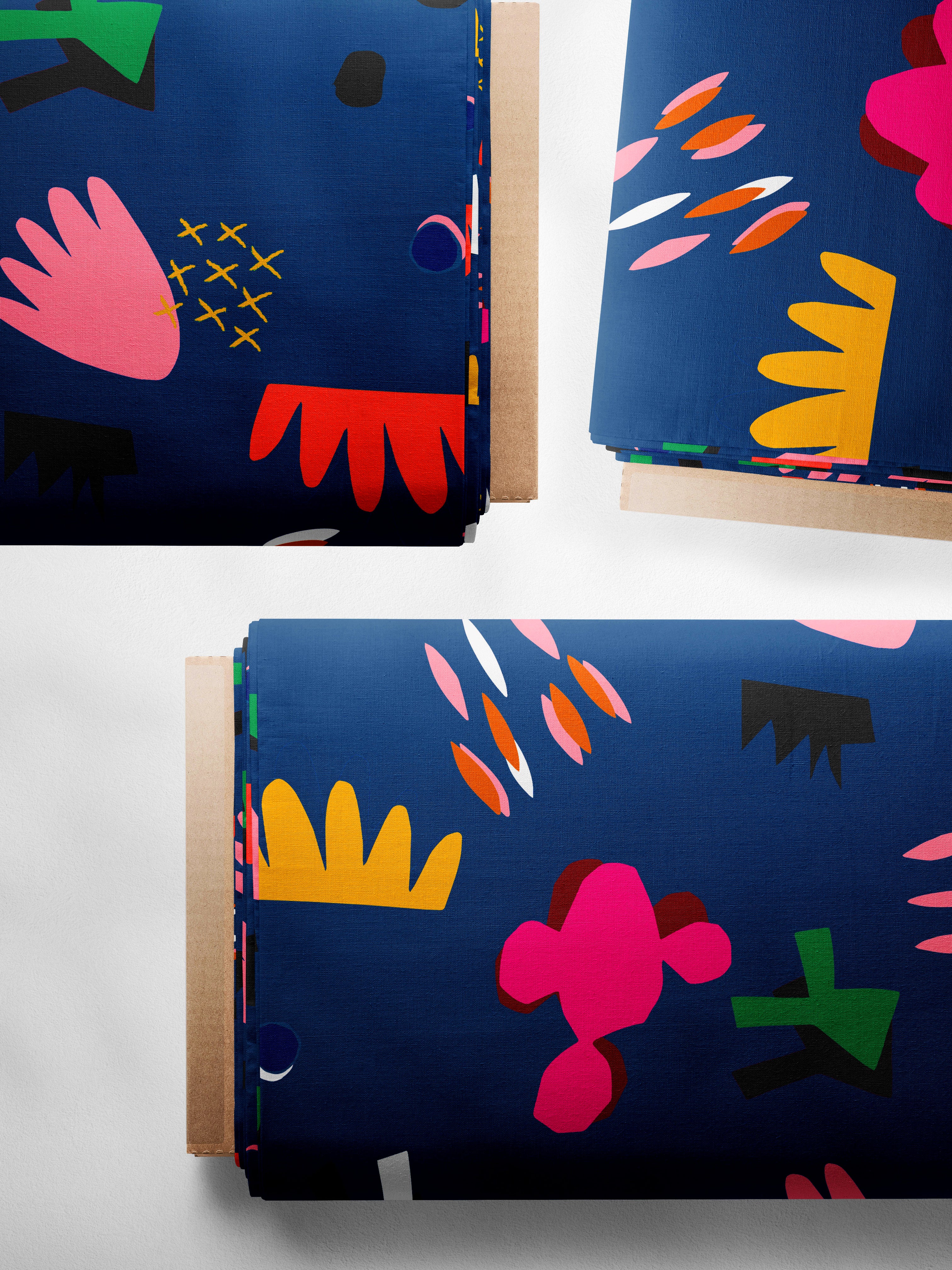 Cut Pot Play (navy) 100% cotton