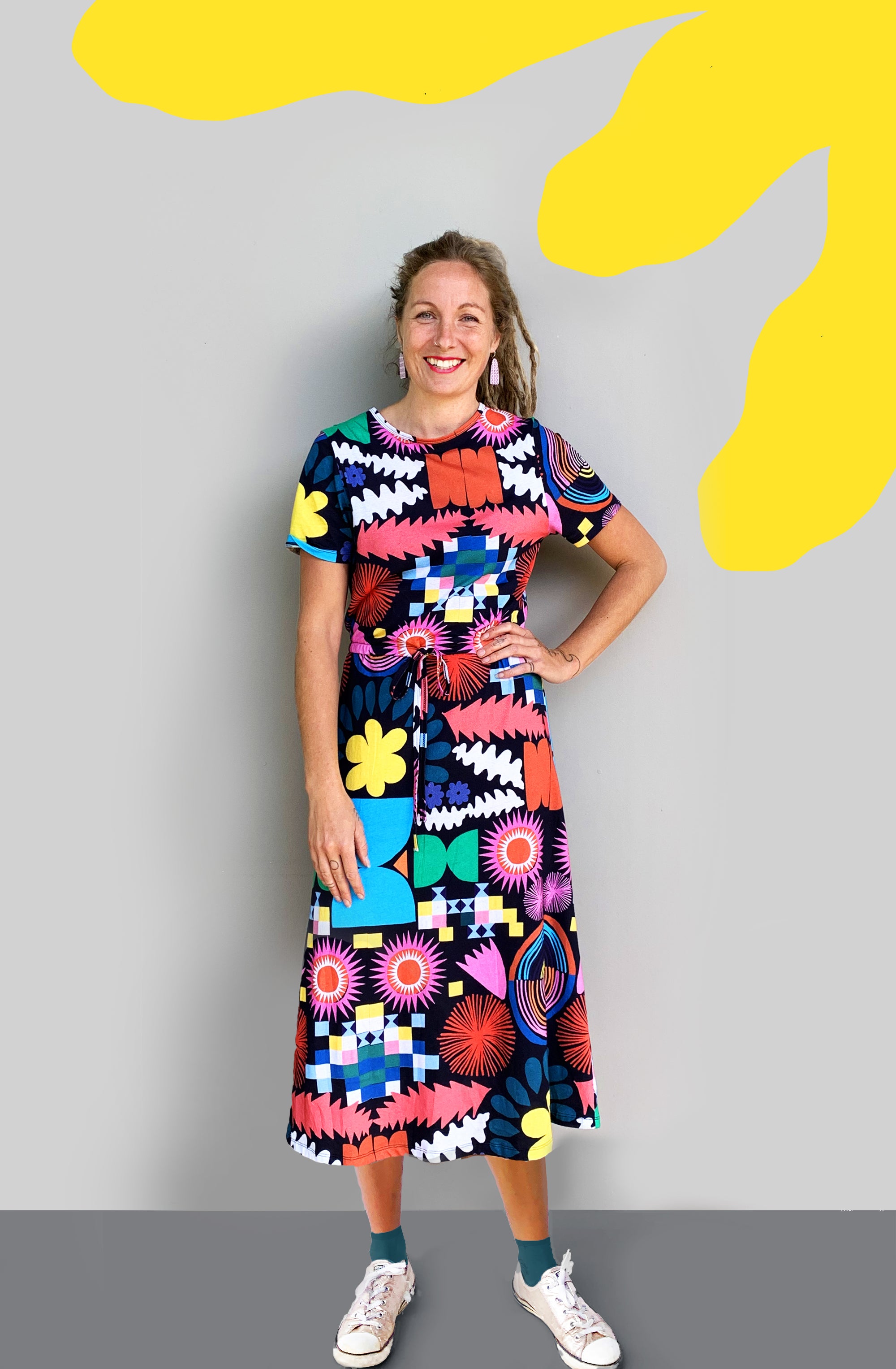 Pot Plant Bomb 100% organic jersey draw string dress (6861072531609)