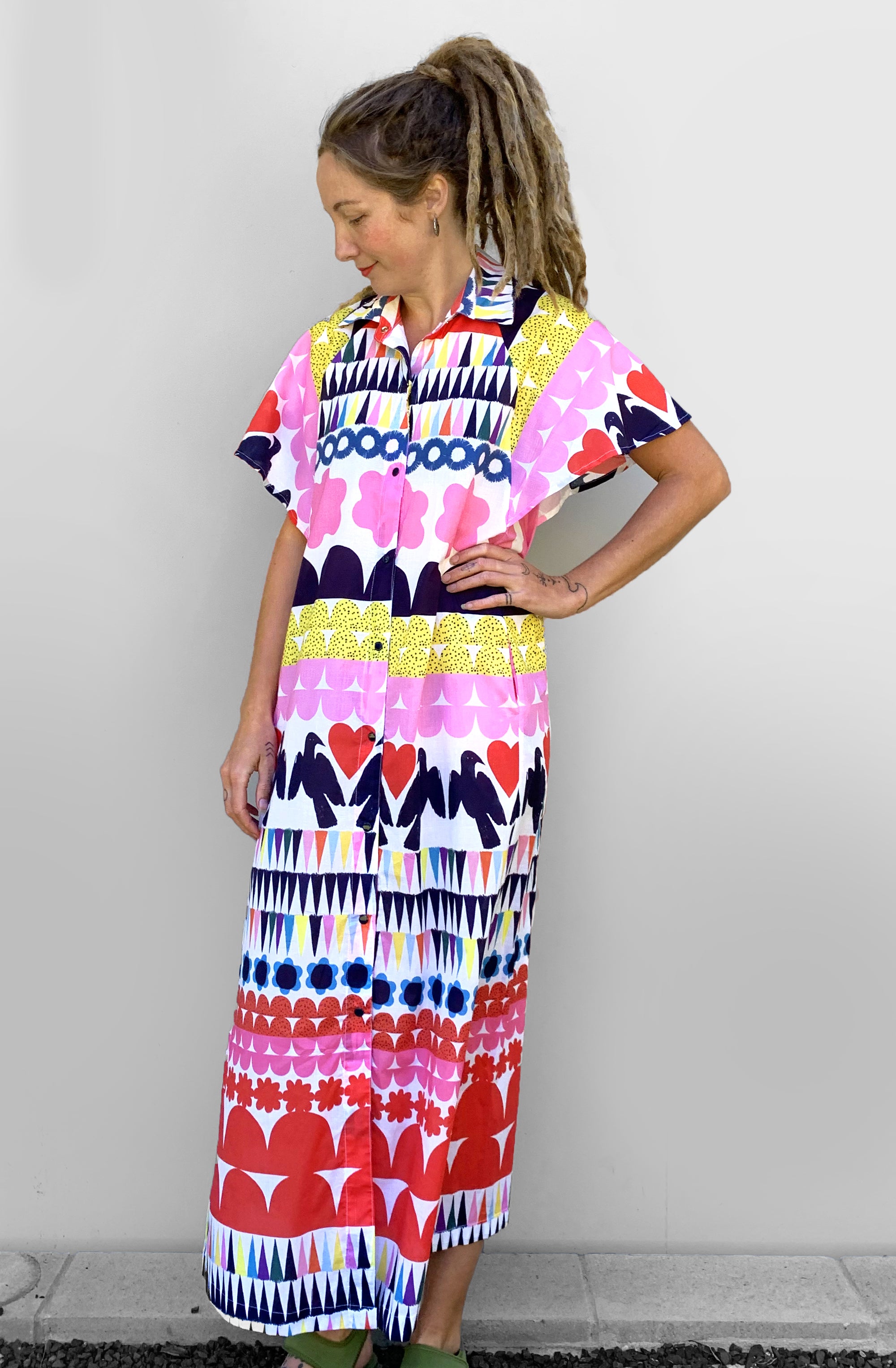 Red Kooki dress 100% lawn cotton (6162033574041)