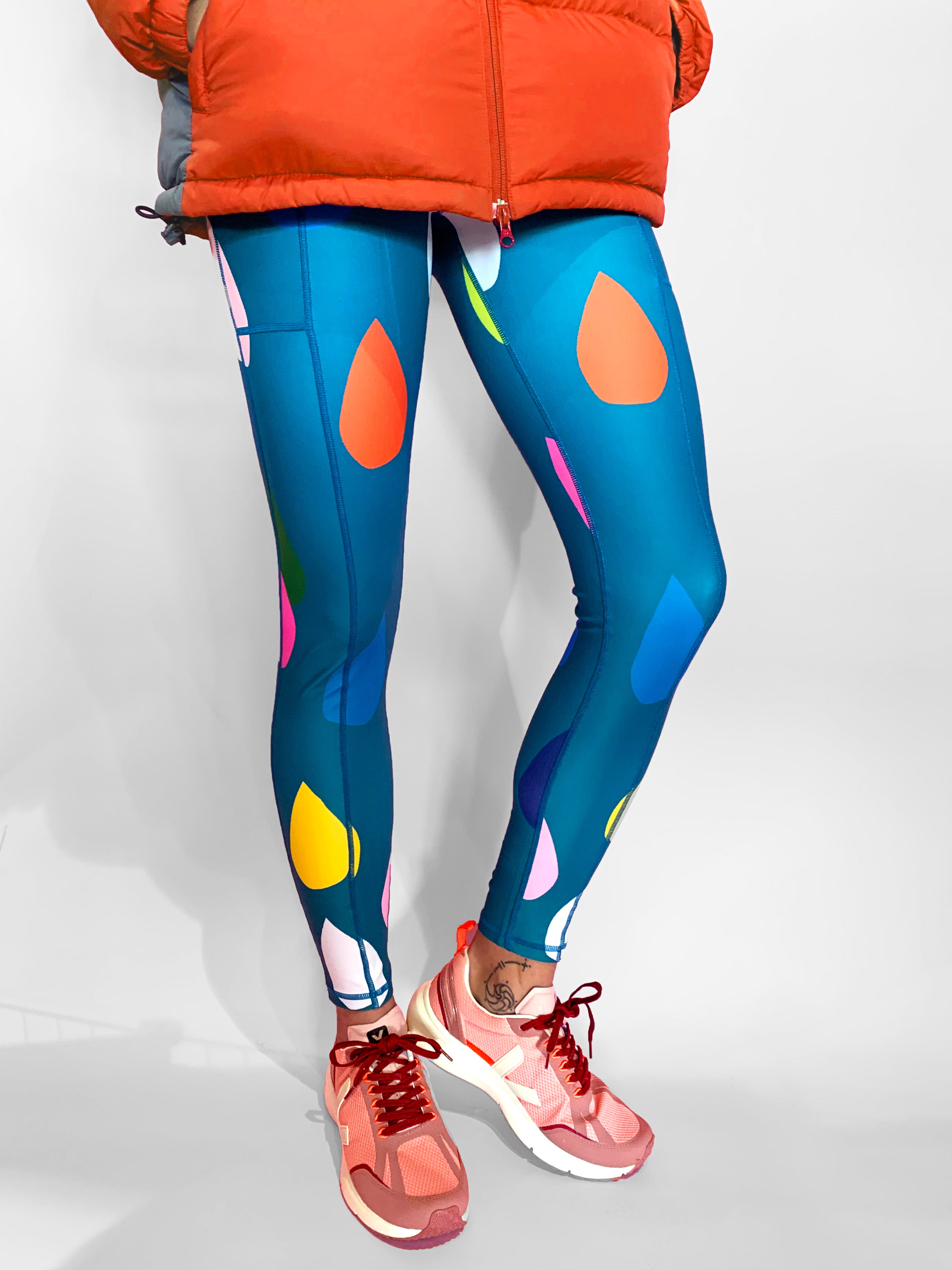 LAST ONES Colour Drop Leggings (Discounted as for white drop placement lands on crotch on all sizes. THEY STILL LOOK & FEEL GREAT!)