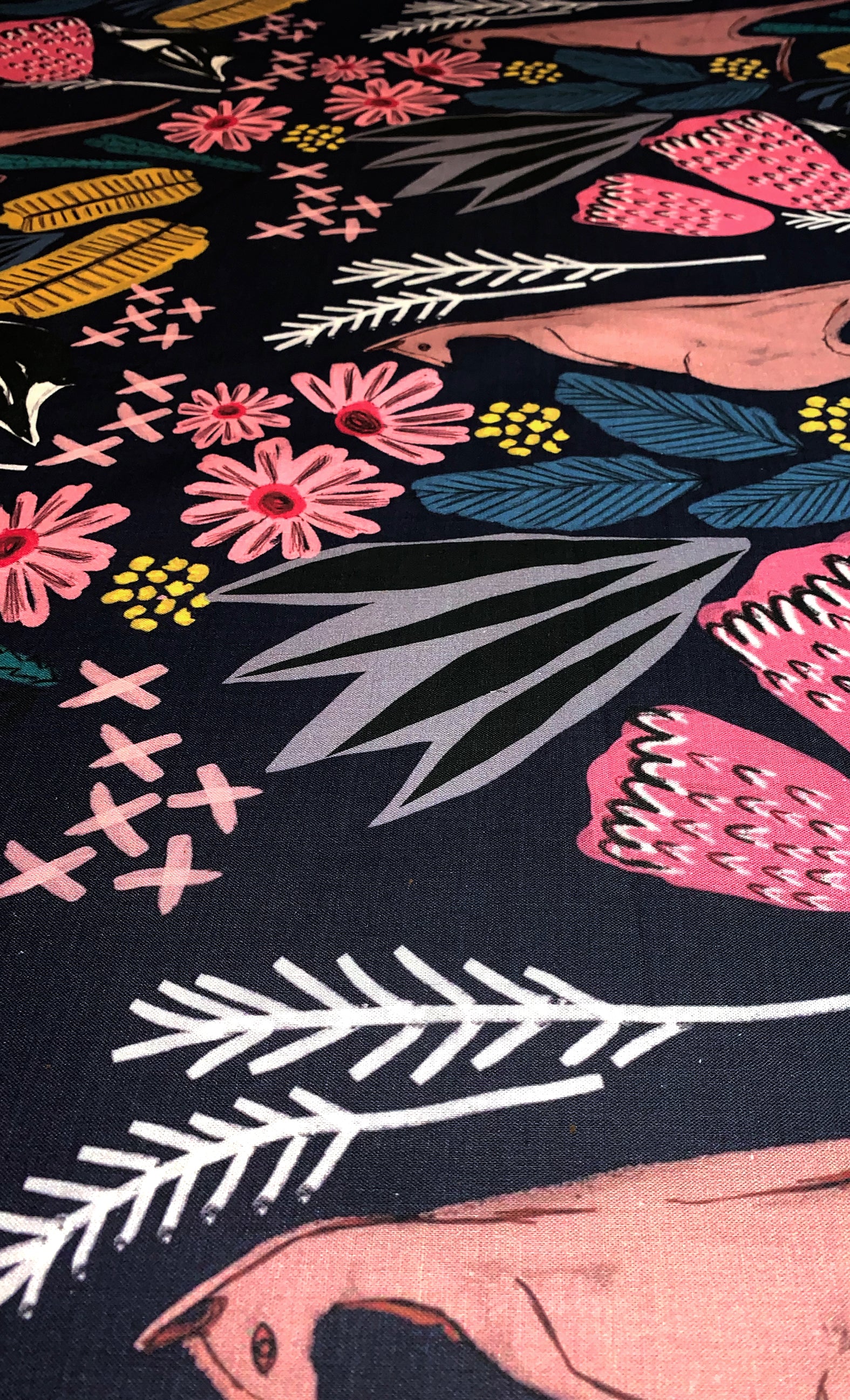 Cowley Fields (navy) cotton linen per metre (4459226923104)