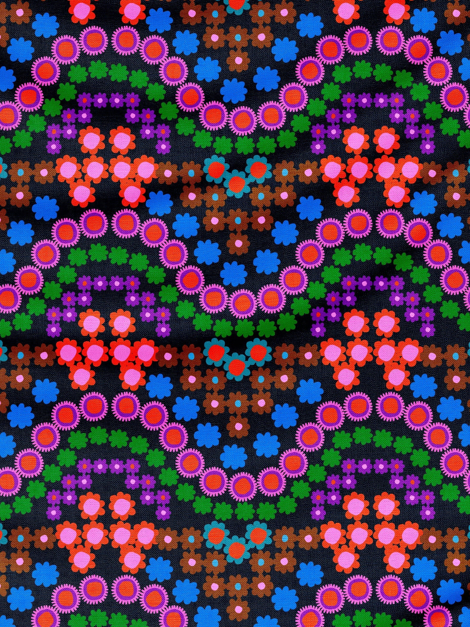 Flower Power (dark) organic cotton linen (CUT PIECE 4.2M $50)