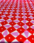 Diamond Heart pink/red COTTON LINEN (CUT PIECE 1.5M)