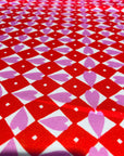 Diamond Heart pink/red COTTON LINEN (CUT PIECE 1M)