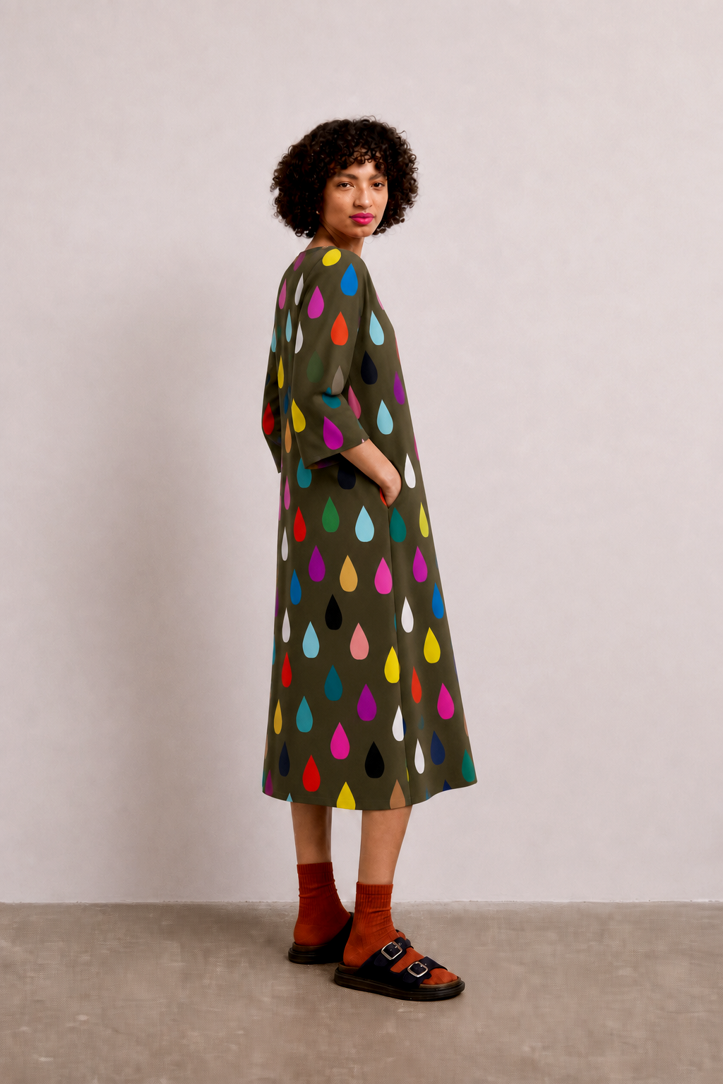Khaki Drops Jersey Dress