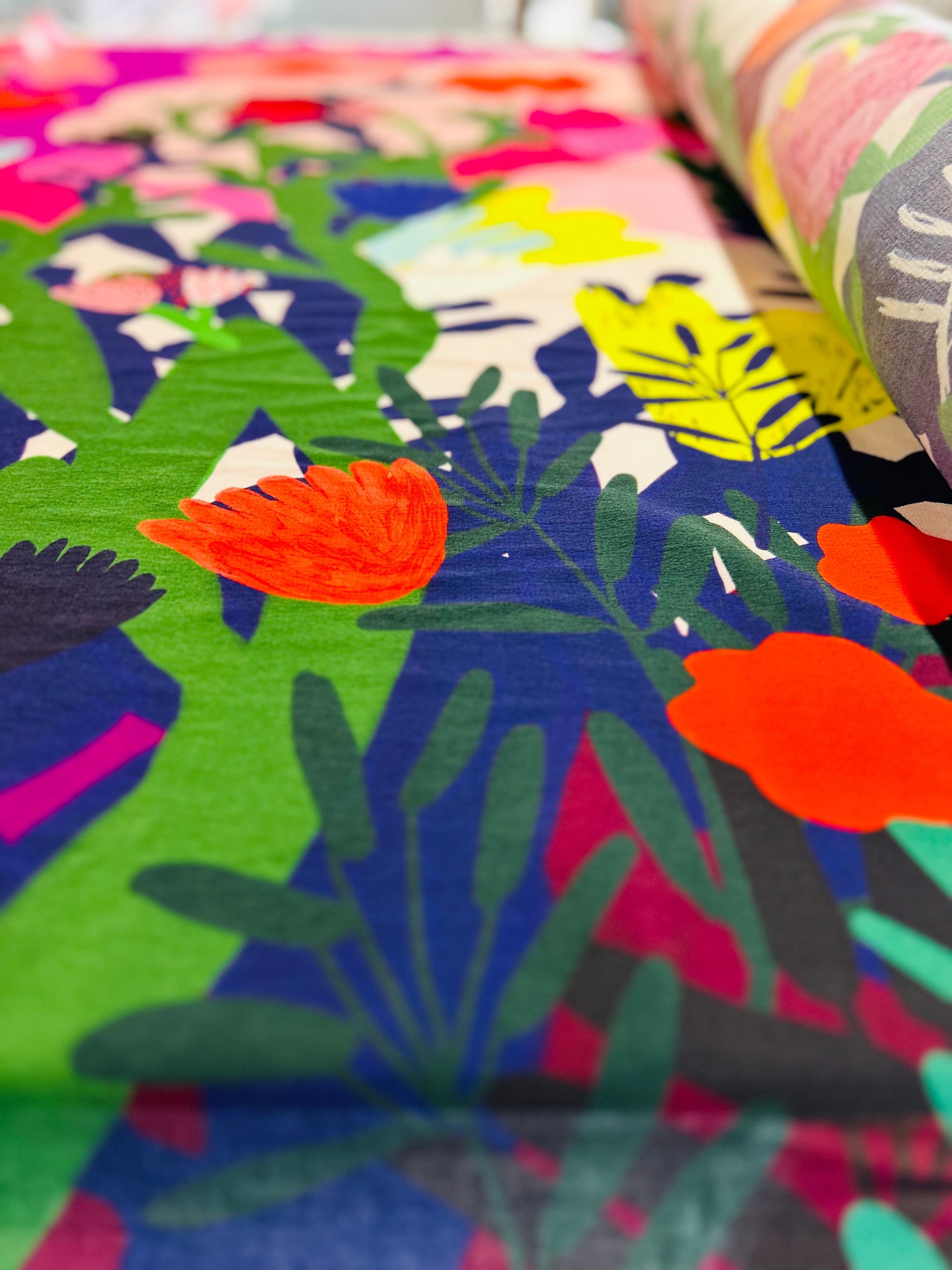 Mor Mor&#39;s Garden viscose crepe (CUT PIECE 2.2M $35)