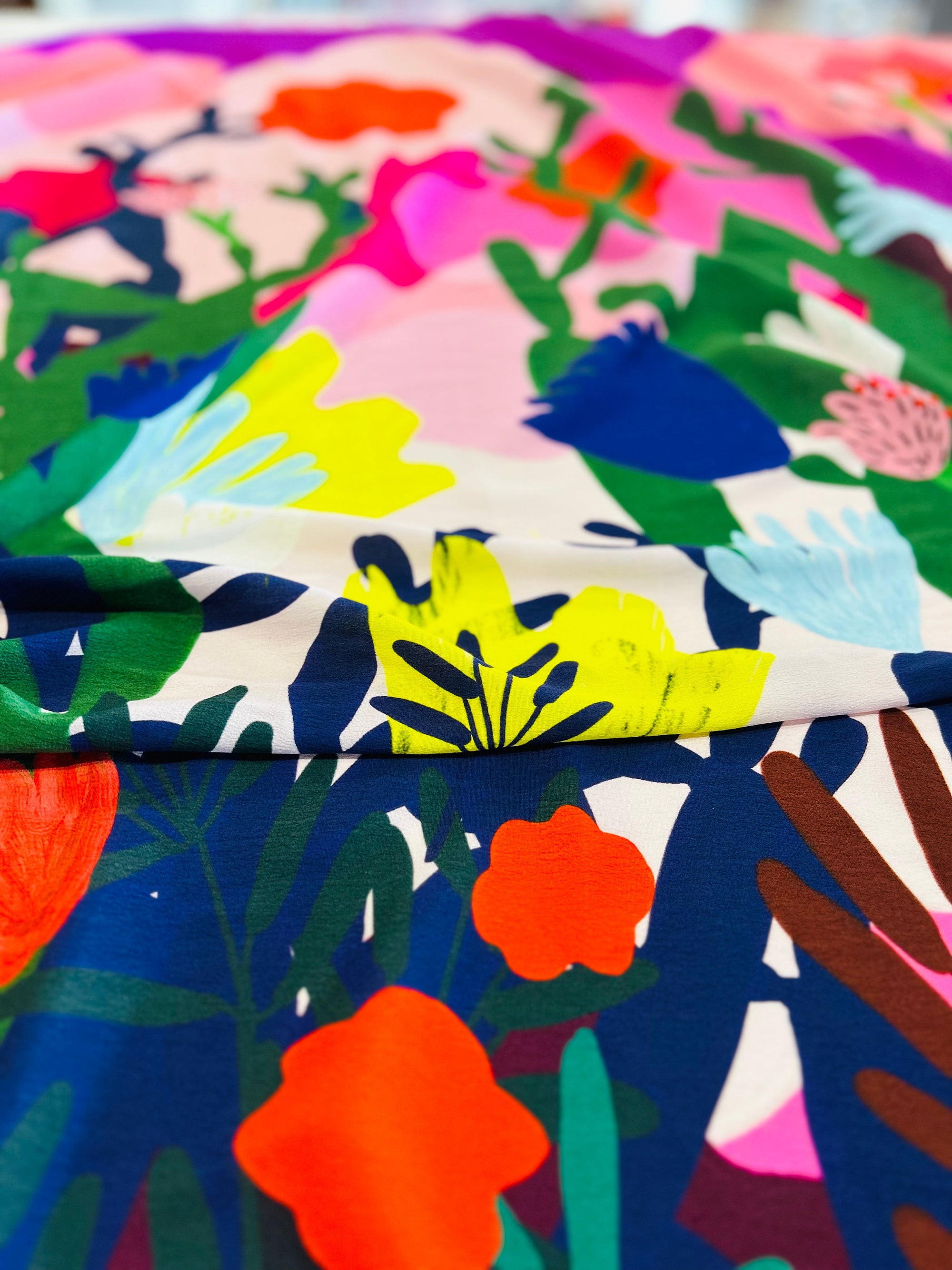 Mor Mor&#39;s Garden viscose crepe (CUT PIECE 2.2M $35)