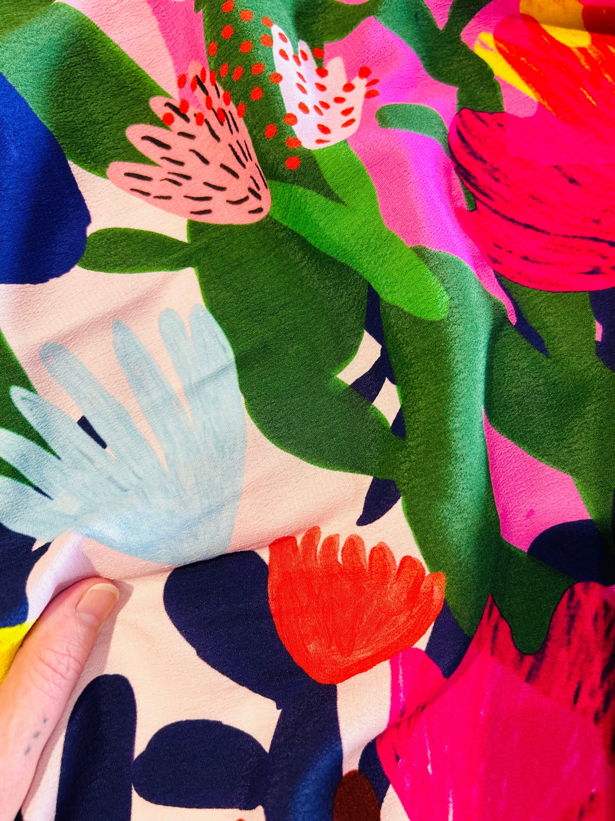 Mor Mor&#39;s Garden viscose crepe (CUT PIECE 2.2M $35)