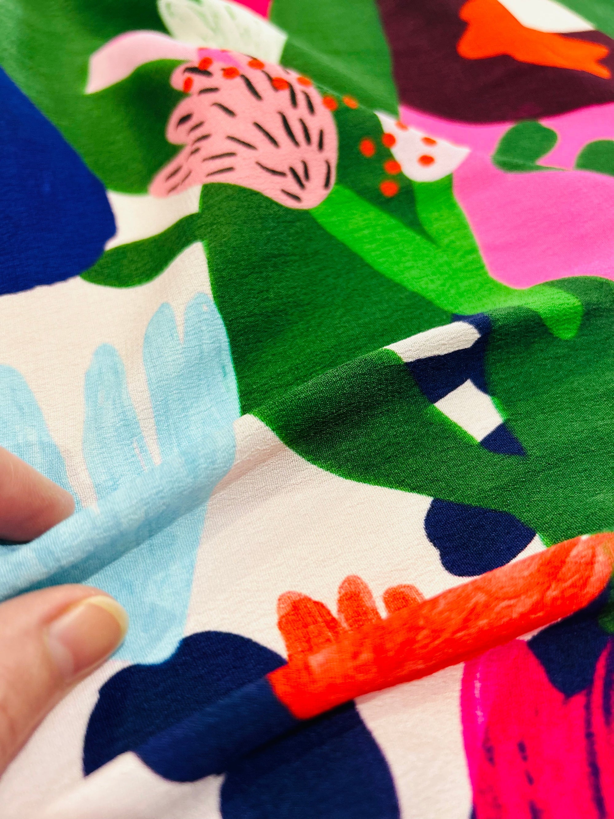 Mor Mor&#39;s Garden viscose crepe (CUT PIECE 2.2M $35)